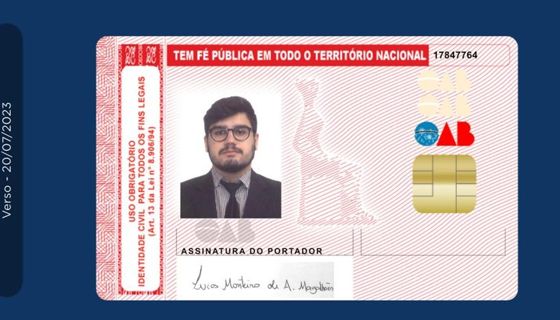 Carteira da OAB de Lucas Monteiro de Araújo Magalhães